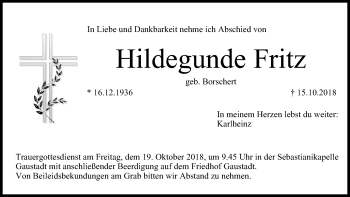 Anzeige von Hildegunde Fritz von MGO