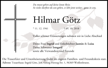 Anzeige von Hilmar Götz von MGO