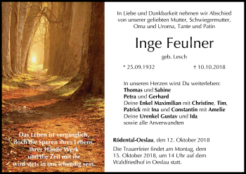 Anzeige von Inge Feulner von MGO