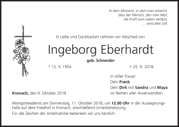 Anzeige von Ingeborg Eberhardt von MGO