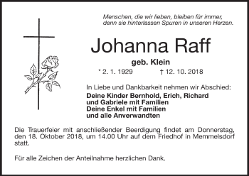 Anzeige von Johanna Raff von MGO