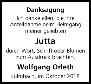 Anzeige von Jutta Orleth von MGO