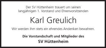 Anzeige von Karl Greulich von MGO