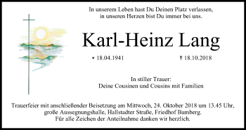 Anzeige von Karl-Heinz Lang von MGO