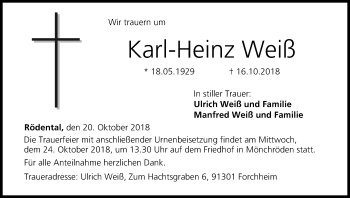 Anzeige von Karl-Heinz Weiß von MGO