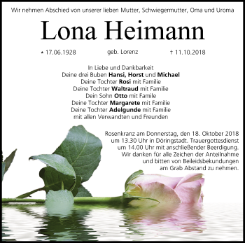 Anzeige von Lona Heimann von MGO