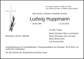 Anzeige von Ludwig Huppmann von MGO