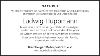 Anzeige von Ludwig Huppmann von MGO