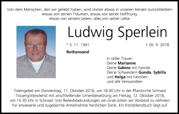Anzeige von Ludwig Sperlein von MGO