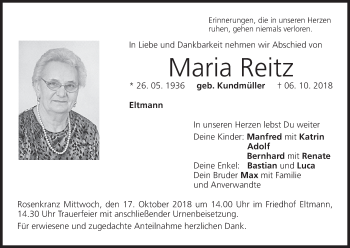 Anzeige von Maria Reitz von MGO