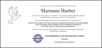 Anzeige von Marianne Hueber von MGO