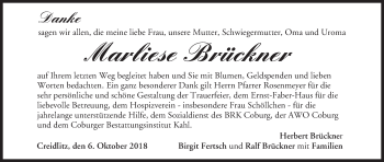 Anzeige von Marliese Brückner von MGO