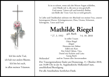 Anzeige von Mathilde Riegel von MGO