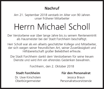 Anzeige von Michael Scholl von MGO