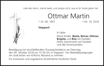 Anzeige von Ottmar Martin von MGO