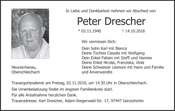 Anzeige von Peter Drescher von MGO