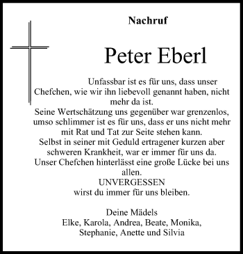 Anzeige von Peter Eberl von MGO