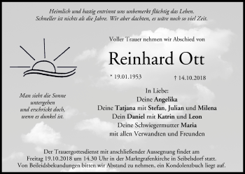 Anzeige von Reinhard Ott von MGO
