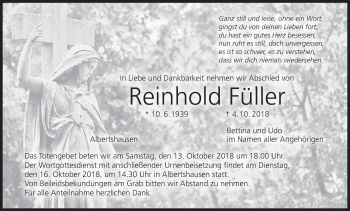 Anzeige von Reinhold Füller von MGO