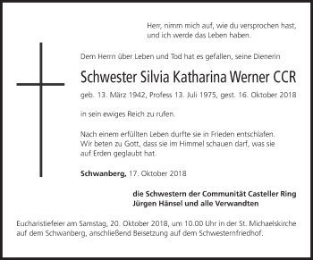 Anzeige von Silvia Katharina Werner von MGO