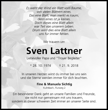 Anzeige von Sven Lattner von MGO