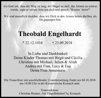 Anzeige von Theobald Engelhardt von MGO