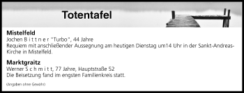 Anzeige von Totentafel vom 02.10.2018 von MGO