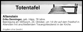 Anzeige von Totentafel vom 24.10.2018 von MGO