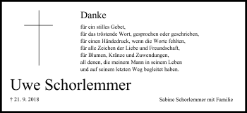 Anzeige von Uwe Schorlemmer von MGO