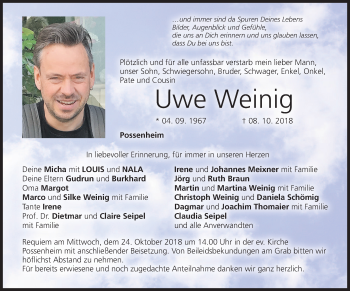 Anzeige von Uwe Weinig von MGO