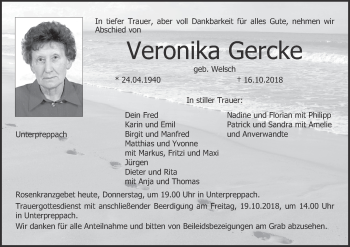 Anzeige von Veronika Gercke von MGO