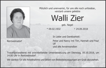 Anzeige von Walli Zier von MGO
