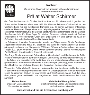 Anzeige von Walter Schirmer von MGO