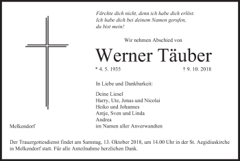 Anzeige von Werner Täuber von MGO