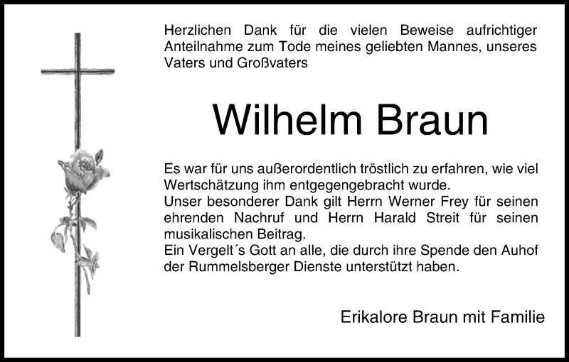  Traueranzeige für Wilhelm Braun vom 24.10.2018 aus MGO