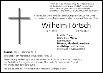 Anzeige von Wilhelm Förtsch von MGO