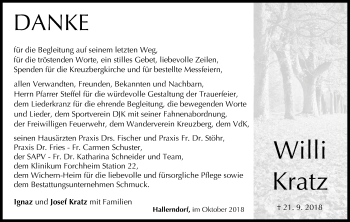 Anzeige von Willi Kratz von MGO