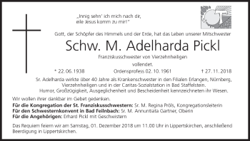 Anzeige von Adelharda Pickl von MGO