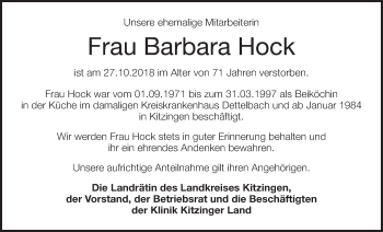 Anzeige von Barbara Hock von MGO