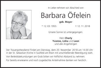 Anzeige von Barbara Öfelein von MGO