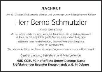 Anzeige von Bernd Schmutzler von MGO