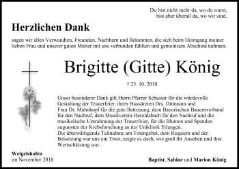 Anzeige von Brigitte König von MGO