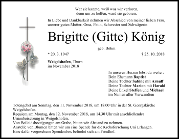 Anzeige von Brigitte König von MGO