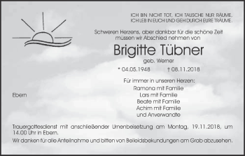 Anzeige von Brigitte Tübner von MGO
