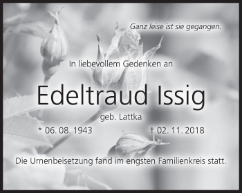 Anzeige von Edeltraud Issig von MGO