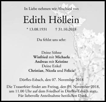 Anzeige von Edith Höllein von MGO