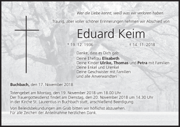 Anzeige von Eduard Keim von MGO