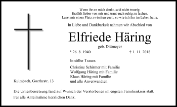 Anzeige von Elfriede Häring von MGO