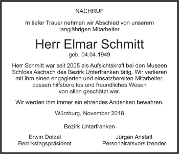 Anzeige von Elmar Schmitt von MGO