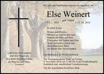 Anzeige von Else Weinert von MGO